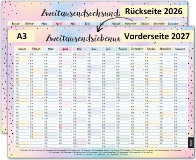 Produktbild von Timr Wandkalender 2026 inkl. 2027 Motiv Bunt - DIN A3 Kalender 12 Monate I beidseitig I tr_398