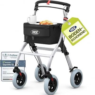 Produktbild von Z32 Rollator Schmal für Wohnung,Indoor Rollator Faltbar und Leicht,Stabiler Wohnungsrollator mit Spuer Leiser Anti-Rutsch Reifen,Rollatoren für Senioren Klappbar Tablett,Weiß|5 Jahre Support