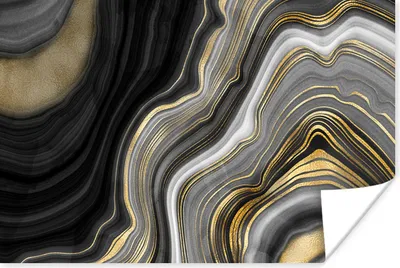 Produktbild von MuchoWow® Poster Marmor - Stein - Achat - Schwarz und Gold 180x120 cm - Fotoplakat