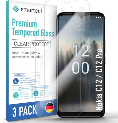 Produktbild von smartect Schutzglas Klar für Nokia C12 / C12 Pro, 3 Stück