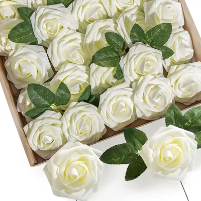 Produktbild von Künstliche Rosen - 25 Stück - Dekorative Blumen - Weiß