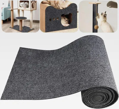Produktbild von 200cmx40cm Kratzmatte Katze, Kratzschutz Sofa Katze, Kratzmatte Selbstklebend, Kratzbrett Katzen, Zuschneidbarer Selbstklebender Teppich, Kratzschutz Wand für Türen Anti Kratz Folie (Dunkelgrau)