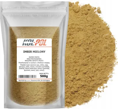Zdjęcie produktu dla IMBIR MIELONY 500g Naturalny bez dodatków aromatyczny wysoka jakość Kol-Pol