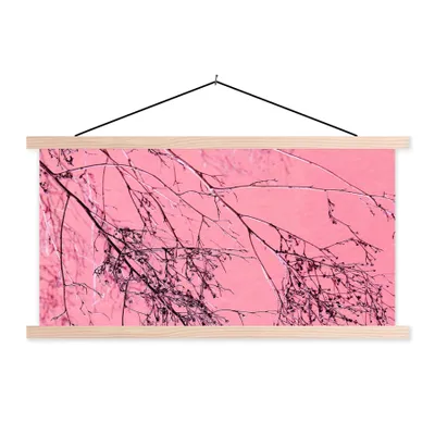 Produktbild von MuchoWow® Textilposter Blumen - Zweige - Sommer 120x60 cm mit holzfarbenen Rahmen - Klemmleiste