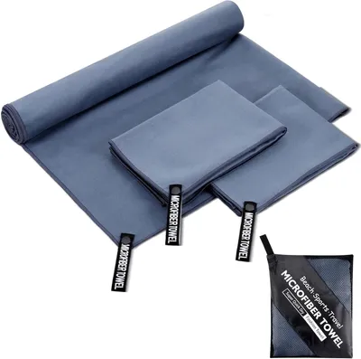Obrázok produktu pre Sada Microfiber Uterákov 3-dielna, Veľký Uterák 180 x 80 cm + 2 Malé Uteráky 80 x 40 cm, Rýchloschnúci na Pláž