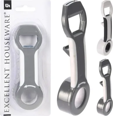 Produktbild von Koopman 4-in-1 Multifunktions-Deckelöffner, 13x4x2 cm, Kunststoff, grau