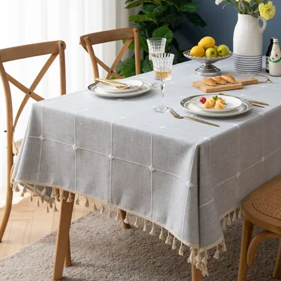Produktbild von Graues Karomuster Tischdecken Rechteckig für Esszimmer und Feiern