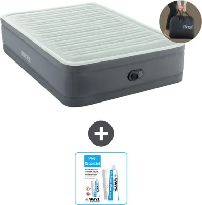 Obrázok produktu pre Intex Airbed - Manželská posteľ - 137 x 191 x 46 cm - Sivá - Vrátane pumpy - Opravná sada