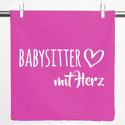 Produktbild von Huuraa Kissenbezug Babysitter mit Herz 40x40cm Fuchsia Baumwolle Dekokissenbezug Geschenkidee