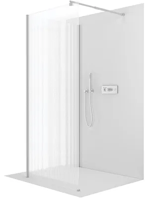 Zdjęcie produktu dla CERANO – Kabina prysznicowa Walk-in Onyx Corner Round L/P – 8 mm – okrągła podpórka – chrom, szkło ryflowane – 120 x 80 x 200 cm