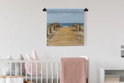Produktbild von MuchoWow® Wandteppich Wandbehang Strand - Meer - Weg 60x60 cm Tapisserie Dekoration Wandtuch - Dekorationen - Wand Decke