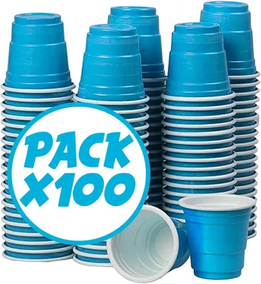 Productafbeelding van Kunststof shotglazen, 4 cl, 100 stuks, geschikt voor feesten en barbecues