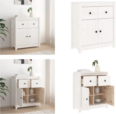 Produktbild von vidaXL Sideboard Weiß 70x35x80 cm Massivholz Kiefer - Sideboard - Sideboards - Schrank - Beistellschrank