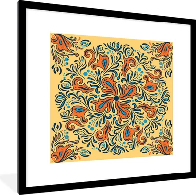 Produktbild von MuchoWow® MuchoWow® Gerahmtes Poster Blume - Blütenblätter - Orange - Muster 40x40 cm - Poster mit zchwarzem Bilderrahmen - Poster - Plakat im Rahmen