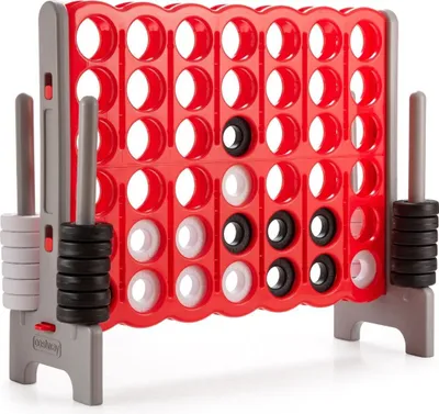 Produktbild von Riesiges 4-Gewinnt-Spiel Riesen-Spielset 104 cm Reihe-Spielbrett mit Jumbo-Ringen & Schnellverschluss-Schieber