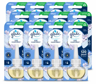 Produktbild von 12 x Glade Elektrische Duftöl Nachfüller - Pure Clean Linen - Vorteilspackung - 12 Stücke