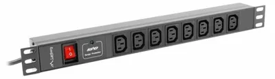 Produktbild von Lanberg PDU-08I-0200-C20-BK - 1U - Einphasig - Aluminium - Schwarz - 8 AC-Ausgänge - C13-Koppler