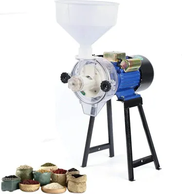 Productafbeelding van Graanmolen, voermolen, schrobmolen, molen, korenmolen, koffie-tarwe-molen. Geschikt voor noten, kruiden, granen, koffiebonen. Voor tarwe, rijst, mais, bonen. Nat, met trechter