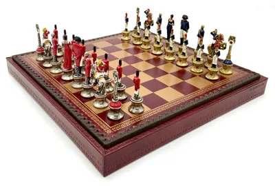 Produktbild von Italienisches Schachset Gold/Burgund 35 + Schachfiguren Napoleon