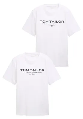 Produktbild von TOM TAILOR 2er-SET T-Shirt mit Rundhals und Logo-Print 1962 Größe: S (37/38)