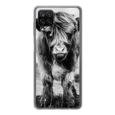 Produktbild von MuchoWow® Handyhülle Schutzhülle Hülle für Samsung Galaxy A12 Schottischer Highlander - Berg - Schwarz - Weiß Silikon Softcase Handy Hülle - Bild