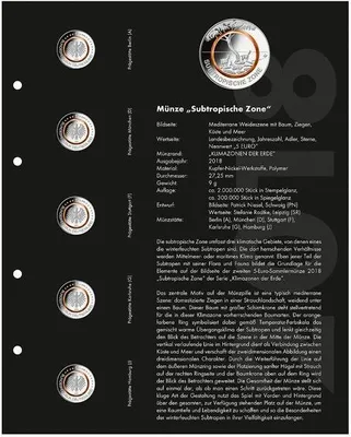 Produktbild von Nachtrag 2018 Subtropische Zone für Vordruckalbum Deutsche 5-Euro-Sammlermünzen, Band 1