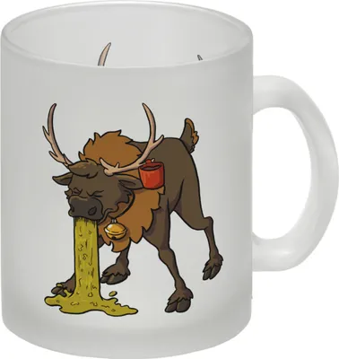 Produktbild von Kotzendes Rentier mit Glühweintasse Weihnachten Glas Tasse