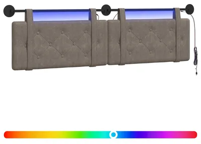 Produktbild von vidaXL Hängendes Kopfteil Mit LED Licht Grau Antikes PU
