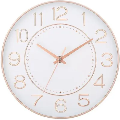 Image de Horloge murale moderne et discrète de 25 cm, avec chiffres arabes et trotteuse, blanche