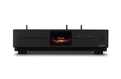 A black audiolab Omnia all-in-one music system is shown against a white background.