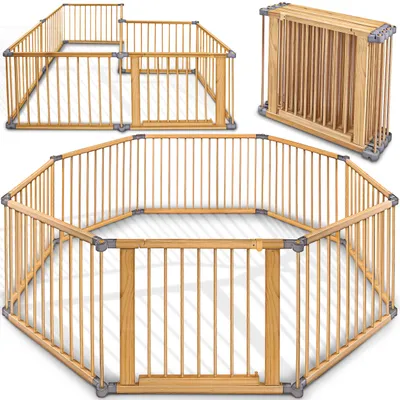 Image de KIDUKU® Parc 7,2 mètres gris XXL pliable avec porte, composé de 8 éléments, modulable individuellement Parc Barrière de sécurité
