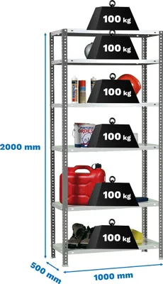 Produktbild von Metallregal COMFORT PLUS 6/500 ANTHRAZIT/WEISS