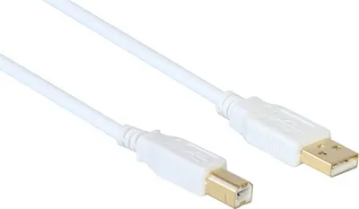Produktbild von Anschlusskabel USB 2.0 Stecker A an Stecker B, vergoldet, weiß, 5m, Good Connections®
