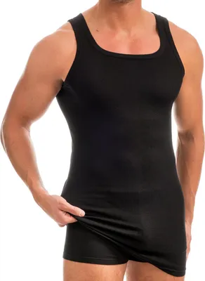 Produktbild von HERMKO 16027 Herren extralanges Unterhemd aus Baumwolle / Modal, Größe:D 6 = EU L, Farbe:schwarz