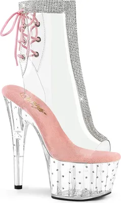 Produktbild von STARDUST-1018C-2RS Pleaser Damen High Heels Plateaustiefeletten Strass klar babypink
