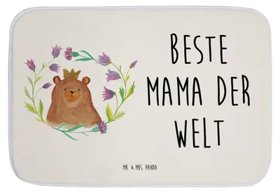 Produktbild von Mr. & Mrs. Panda Badteppich Bär Königin - Weiß - Geschenk, Mutti, Muttertag, Mom, Badezimmer Matte, duschmatte, Duschvorleger, Badematte, Mama Ist Die Beste, Teddy