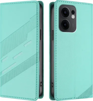 Image de Etui pour Oppo Reno13 F 5G/Reno13 F 4G, étui portefeuille en cuirPolyuréthaneavec fente pour cartes et fonction Türkis stand