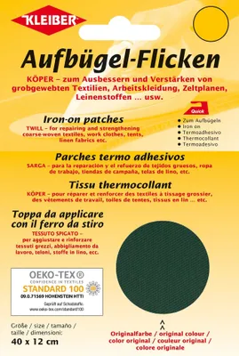 Obrázek produktu pro KLEIBER keprové nažehlovací záplaty 400 x 120 mm zelené