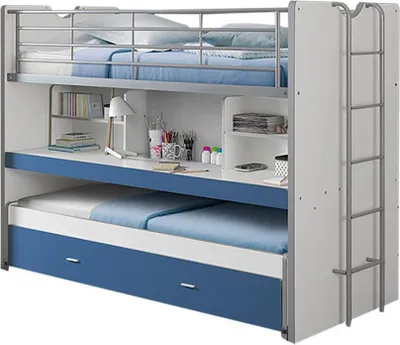 Produktbild von Hochbett Bonny 80 mit Schreibtisch und Bettkasten - silber