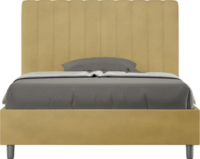 Produktbild von ITYHOME - Gepolstertes Bett ohne Lattenrost 120x210 mit Mikrofaserbezug Ocker Agueda