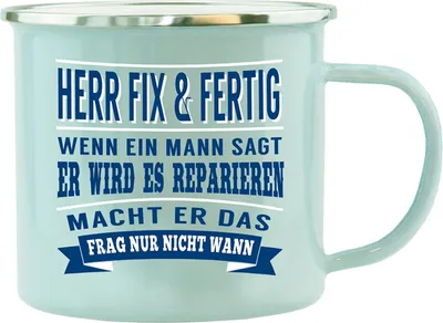 Produktbild von Echter Kerl Emaille Kaffeetasse Kaffeebecher Herr Fix & Fertig