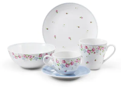 Produktbild von Leander Frühstücksset, Tschechisches Porzellan, RoseLine, Blumen, Leander, 5 Teile, var. 1