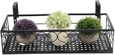 Produktbild von Metallische Blumenständer, Pflanzenschrank, Pflanzenregal, Dekoration für den Zaun, den Garten oder das Balkon - schwarz, 50 x 20 x 12 cm