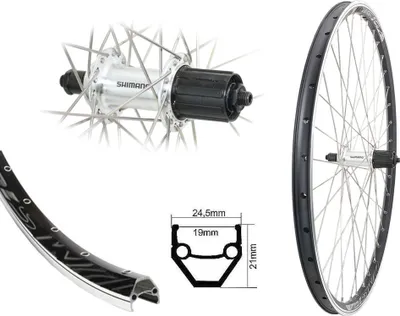 Produktbild von Bärwinkels 26 Zoll Hinterrad DMS19 559-19 schwarz Shimano FH-TX500 silber 8-10 fach TX500
