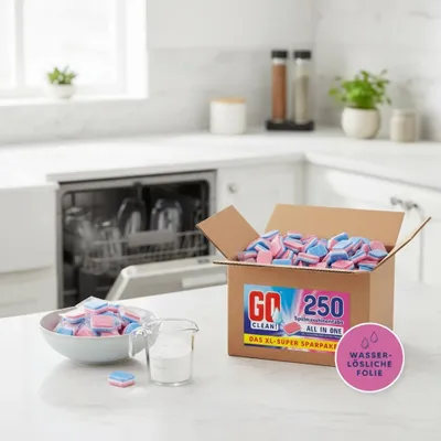 Produktbild von GO clean! 5 kg ca. 250 Stück All in One 20g Spülmaschinentabs in wasserlöslicher Folie