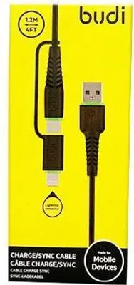Produktbild von budi 2in1 Ladekabel/Datenkabel – USB Typ A zu Lightning und USB Typ C