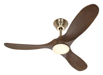 Obrázek produktu pro Energeticky úsporný stropní ventilátor s LED osvětlením a dálkovým ovládáním Eco Genuino-L Mosaz kartáčovaná / ořech 122 cm