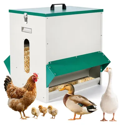 Hühnerfutterautomat 45 kg Metall mit Deckel, wetterfest