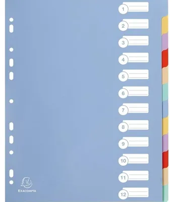 Immagine prodotto di EXACOMPTA 4812E EXACOMPTA Kunststoff-Register, blanko, A4 Überbreite, 12-
