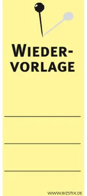 Produktbild von Haftnotizen 75x35mm gelb 'Wiedervorlage' VE=5 Blöcke.